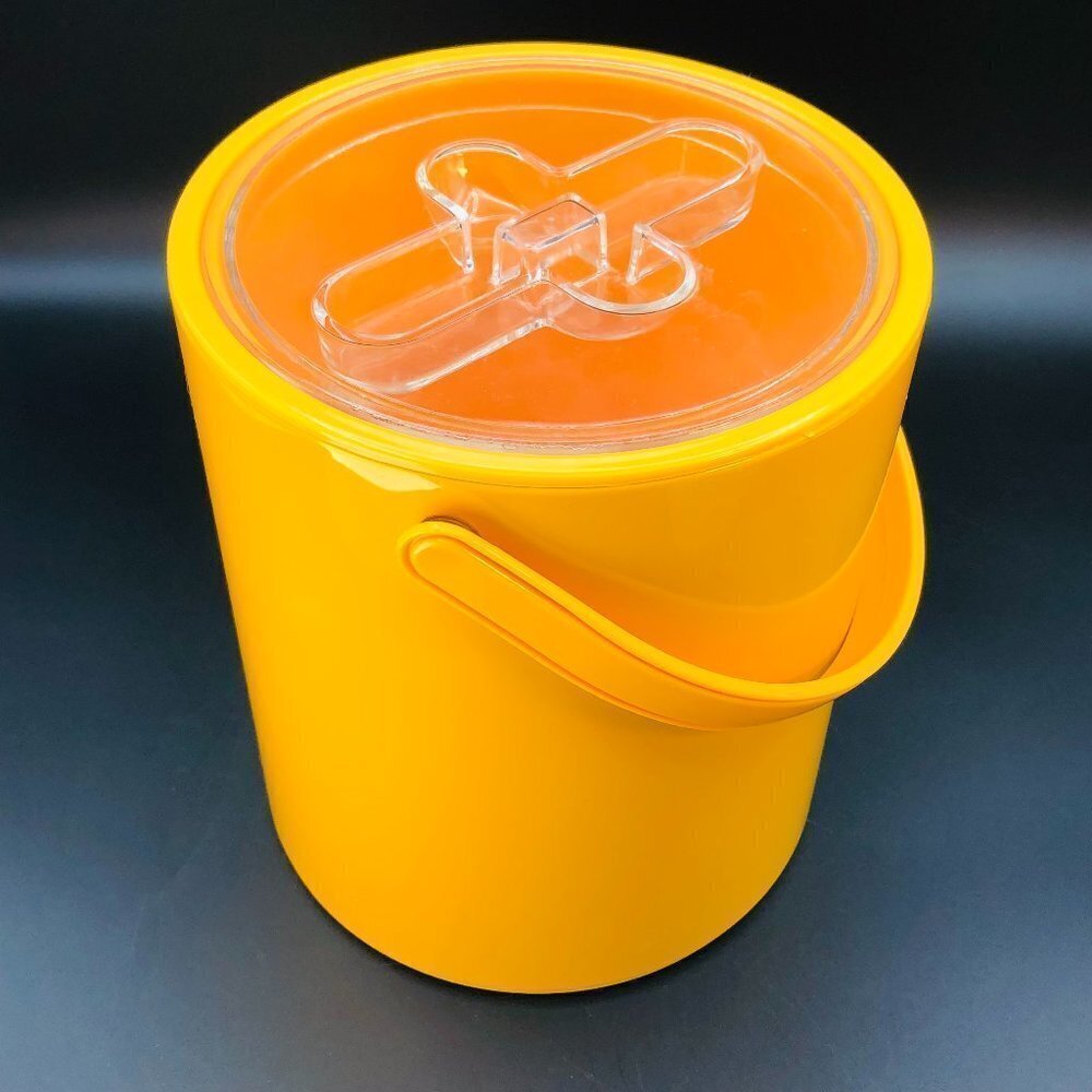 70s DRULANE Yellow Ice Bucket Vintage Barware Accessory Mid Century Happy Hour